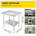 thumbnail image 2 of KFFKFF 24" x 30" Adjustable Feet Stainless Steel General Purpose Table, Stainless Steel Work Table, Heavy Duty Commercial Food Prep Work Table, 2 of 9