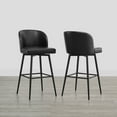 thumbnail image 2 of CHITA 30" Swivel Upholstered Counter Bar Stools with Back & Metal Legs Fabric in CloudSet of 4,Faux Leather in Black, 2 of 8