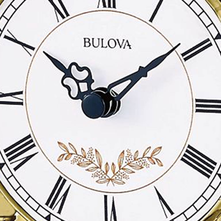 Bulova Heather Dial Gold Domed Clock, Battery Operated Non-Ticking