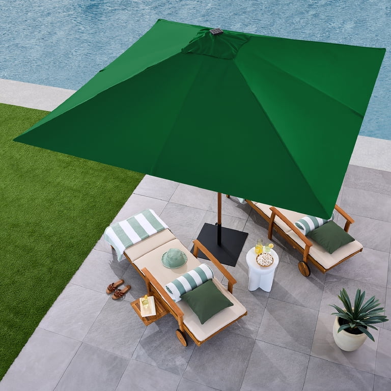 best green solar patio umbrella Best Choice Products 9ft Deep Square Solar LED Lighted Patio Umbrella w/ Woodgrain Pattern, UV-Resistant