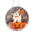 thumbnail image 2 of Halloween Decorations, Halloween Door Sign, Halloween Front Door Decor, Cute Halloween Decorations, 20Cm Boo Themed Wooden Round Pumpkin Ghost Hanging Sign, 1 Pc Halloween Wooden, 2 of 8