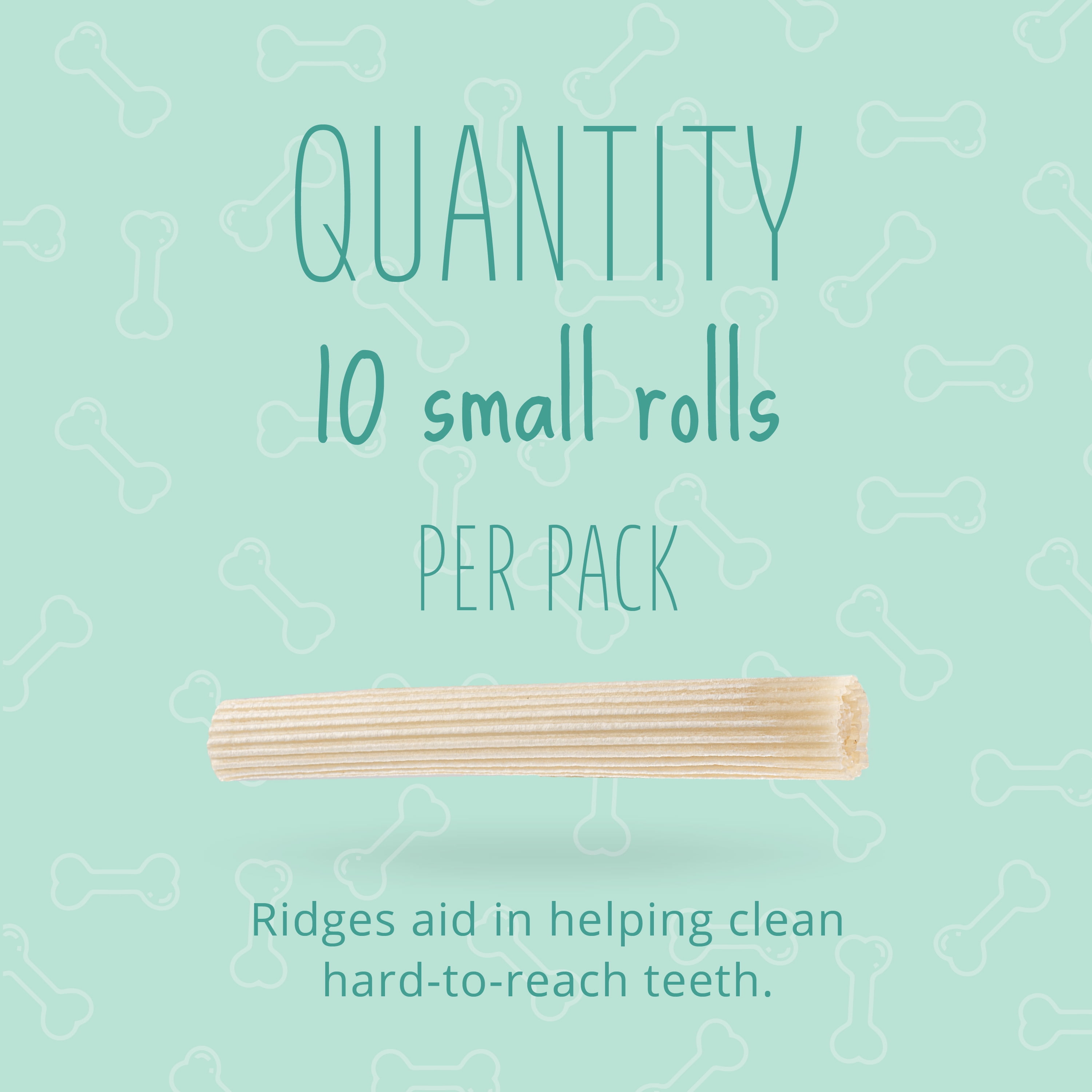 Better Belly Triple Action Ridges Dental Chews Small Rolls, Highly Digestible Rawhide, 10 Count
