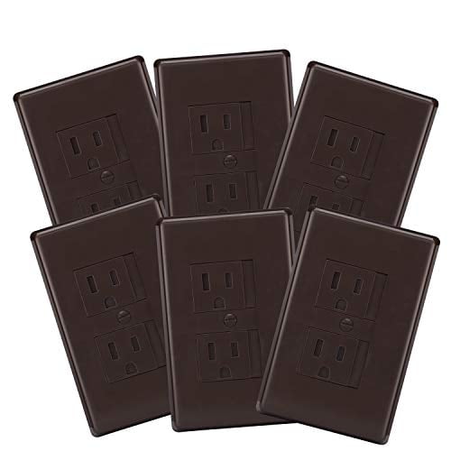 6-Pack Safety Innovations Self-Closing (1Screw) Standard Outlet Covers - an Alternative to Wall Socket Plugs for Child Proofing Outlets (Espresso)