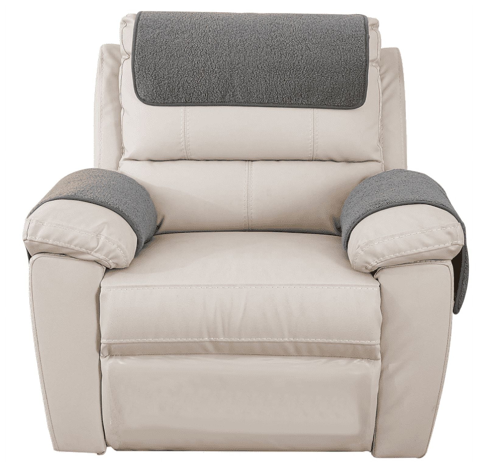 Yogsey 3 Pcs Recliner Covers Armrest Covers with Storage Pockets Headrest Cover Armchair Slipcovers Sofa Recliner Protector Light Grey