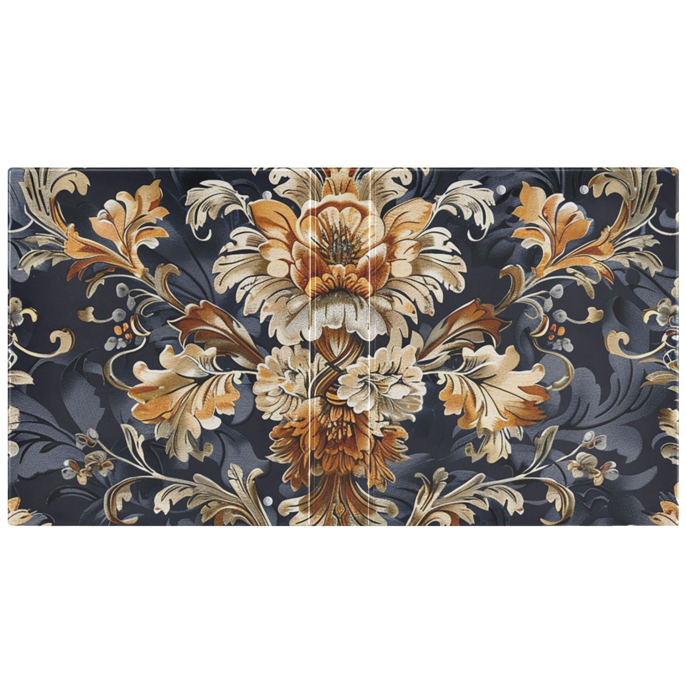 Floral Gold 3 Ring Binders 1.5 inch Hardcover File Folders with Interior Pockets A4 Size Organizer for School Office Hospital