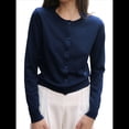 thumbnail image 1 of Cárdigan Corto para Mujer, Suéter de Punto de Larga con Botones para Vestidos y Jeans. Azul Marino S, 1 of 10