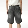 thumbnail image 7 of Mens Jeans Summer Loose Trend Straight Wide Leg Denim Shorts Casual Streetwear Outdoor Activities Mens Jorts Grey XL, 7 of 7