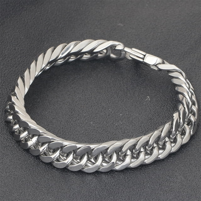 mmirethe Bracelets Tissés Chaînes Réutilisables Bijoux Antirouille Support Léger Chaîne à Main à la Mode avec Boucle Carrée 11mm 22cm