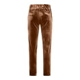 thumbnail image 4 of Men's British Style Velvet Suit Pants, Straight Leg Retro Dress Trousers with Expandable Elastic Waist and Pockets, Business Casual Office Pants for Daily Wear Bronze XL, 4 of 8