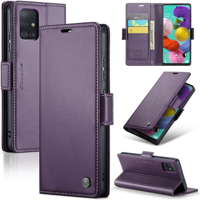 CaseMe Funda de Cuero para Samsung Galaxy A51 4G con Bloqueo RFID, para Samsung Galaxy A51 4G Funda para Mujer Hombre Tarjetero Cierre Magnético Funda Tipo Folio para Samsung Galaxy A51 4G