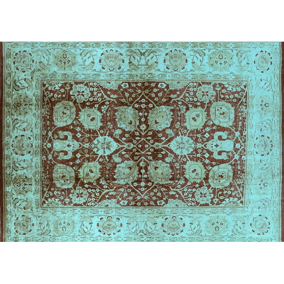 Ahgly Company Indoor Rectangle Oriental Light Blue Industrial Area Rugs, 8' x 12'