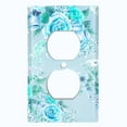 thumbnail image 2 of Metal Light Switch Plate Outlet Cover Teal Rose Flower Wallpaper ROS047, 2 of 13