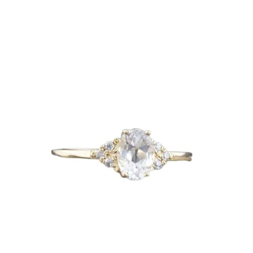 HeartsAndYou 1ct Engagement Ring for Women Oval Cut Moissanite Petite Round Accents 18k Yellow Gold Over Silver