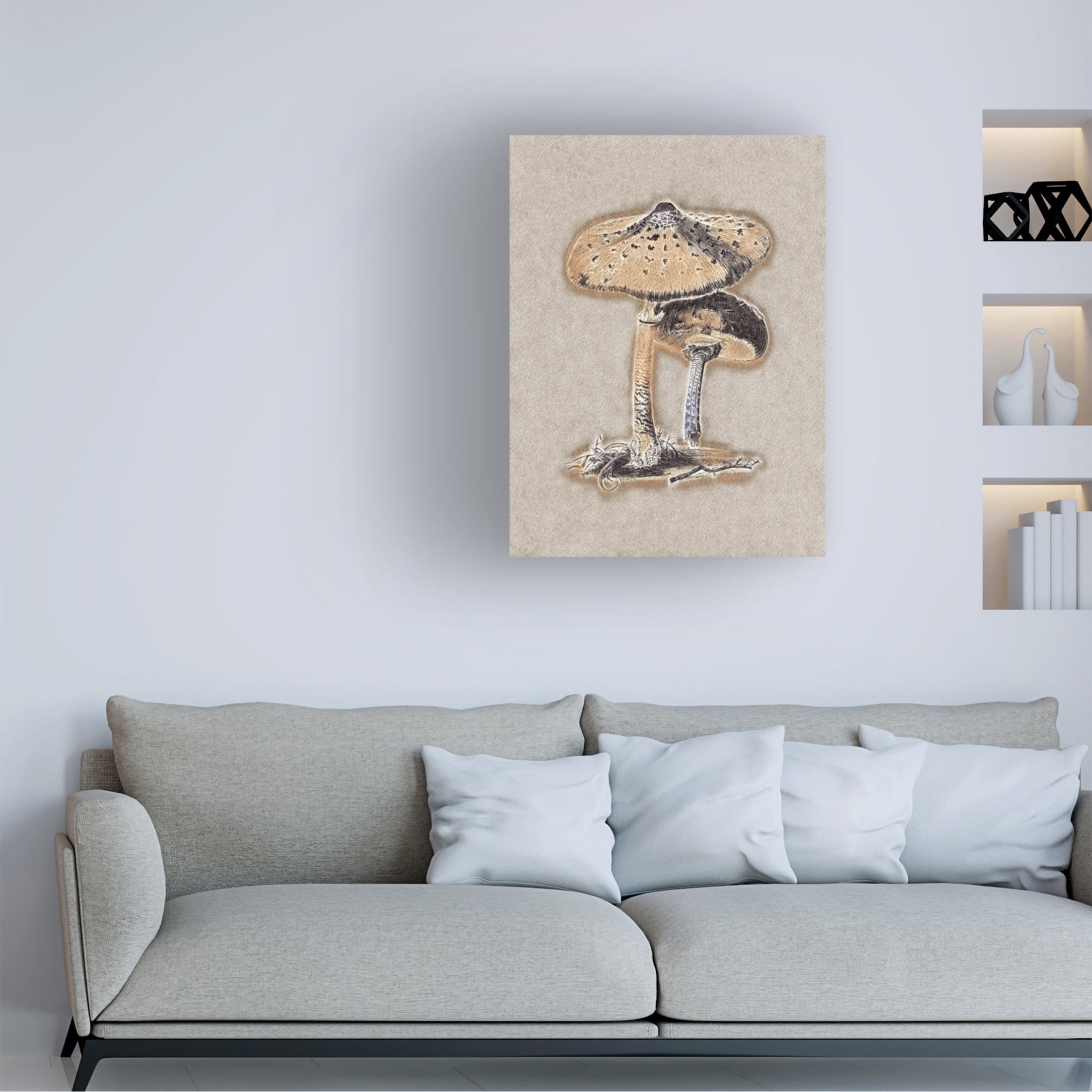 Trademark Fine Art Pictufy Hand Drawn Parasol Mushroom Brown Canvas Wall Art