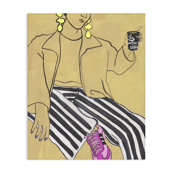 Stupell Industries Art Deco Fashion Girl in Stripes Canvas Art, 16 x 20, by Melissa Wang