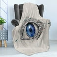 thumbnail image 4 of Eye Soft Flannel Fleece Throw Blanket, Futuristic Style a Mechanic Sight in Direct Eye Contact Science and Engineering, Cozy Plush for Indoor and Outdoor Use, 50" x 60", Beige Navy Blue, by Ambesonne, 4 of 5