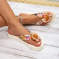 thumbnail image 3 of Flip Flops for Women with Arch Support Bohemia Flower Beach Vacation Thong Sandals Lightweight Platform Slides White Size 6.5, 3 of 7