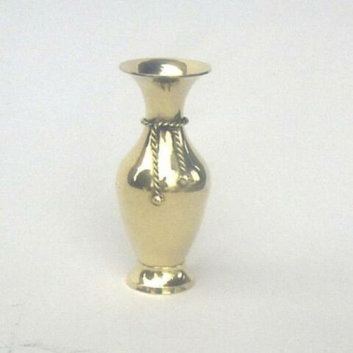 Brass Vase with Rope, 6"