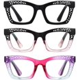 thumbnail image 1 of GFDYREE 3 pack Oprah style Spring hinge Readers Blue Light Blocking Computer Square Reading Glasses for Women Men, 1 of 6