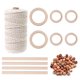thumbnail image 2 of Manualidades DIY Colgadores de plantas 109 yardas Cordón de macramé natural de 3 mm con 60 piezas de cuentas de madera 6 piezas de anillo de madera y 4 piezas de palo de madera, 2 of 8