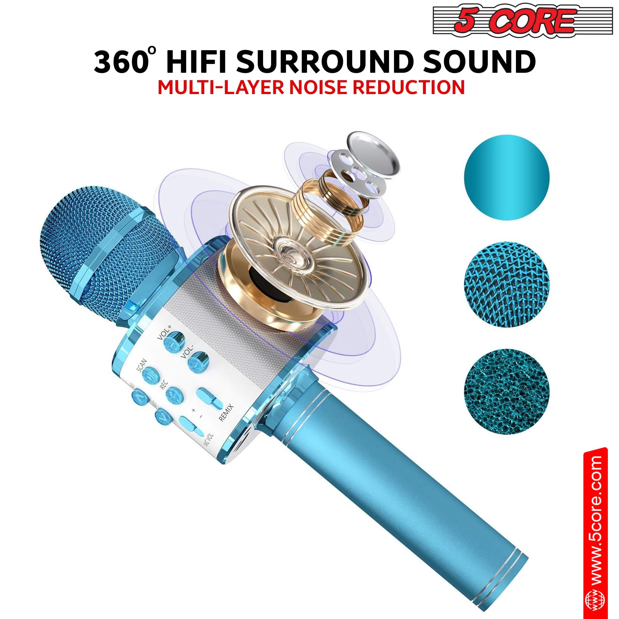 Dual Wireless Karaoke Microphone Set with Portable Speaker - Bluetooth 5.0, Recording Function, Volume Control, Gift for Kids & Parties