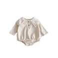 thumbnail image 2 of LYMAYTER Infant Baby Girls Romper Long Sleeve Lace Peter Pan Collar‌ Newborn Fall Winter Clothes 3-24M, 2 of 8