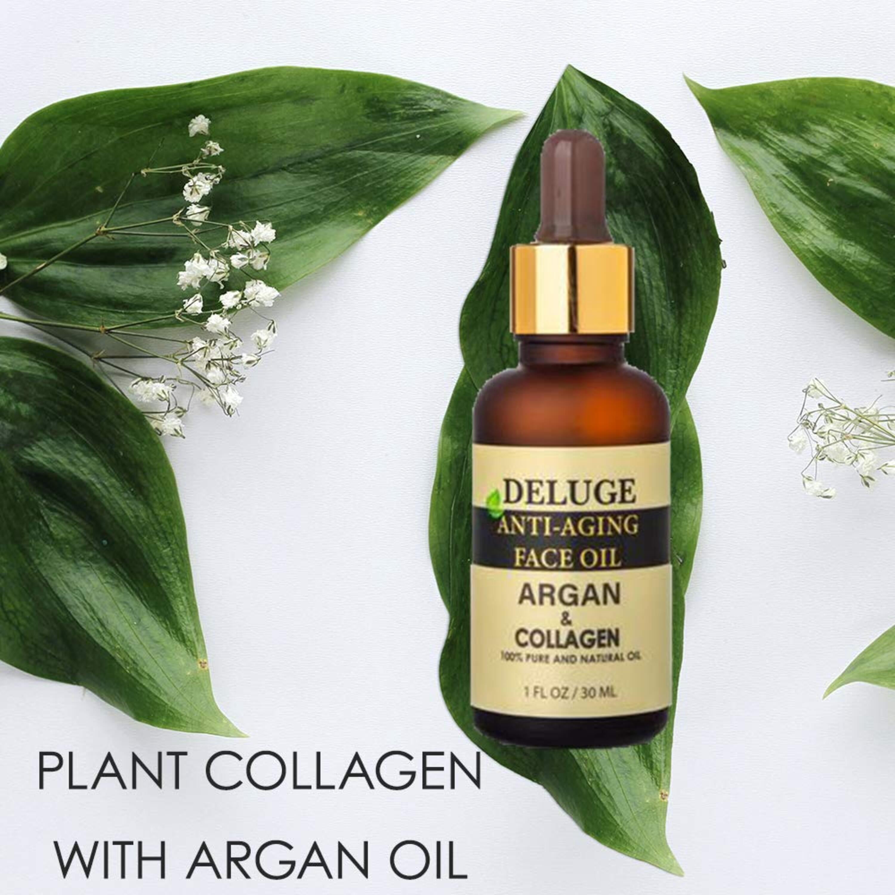 Deluge’s Collagen Face Oil with Argan Oil - 100% Natural, Anti Aging & Skin Firming Formula (1 FL oz)