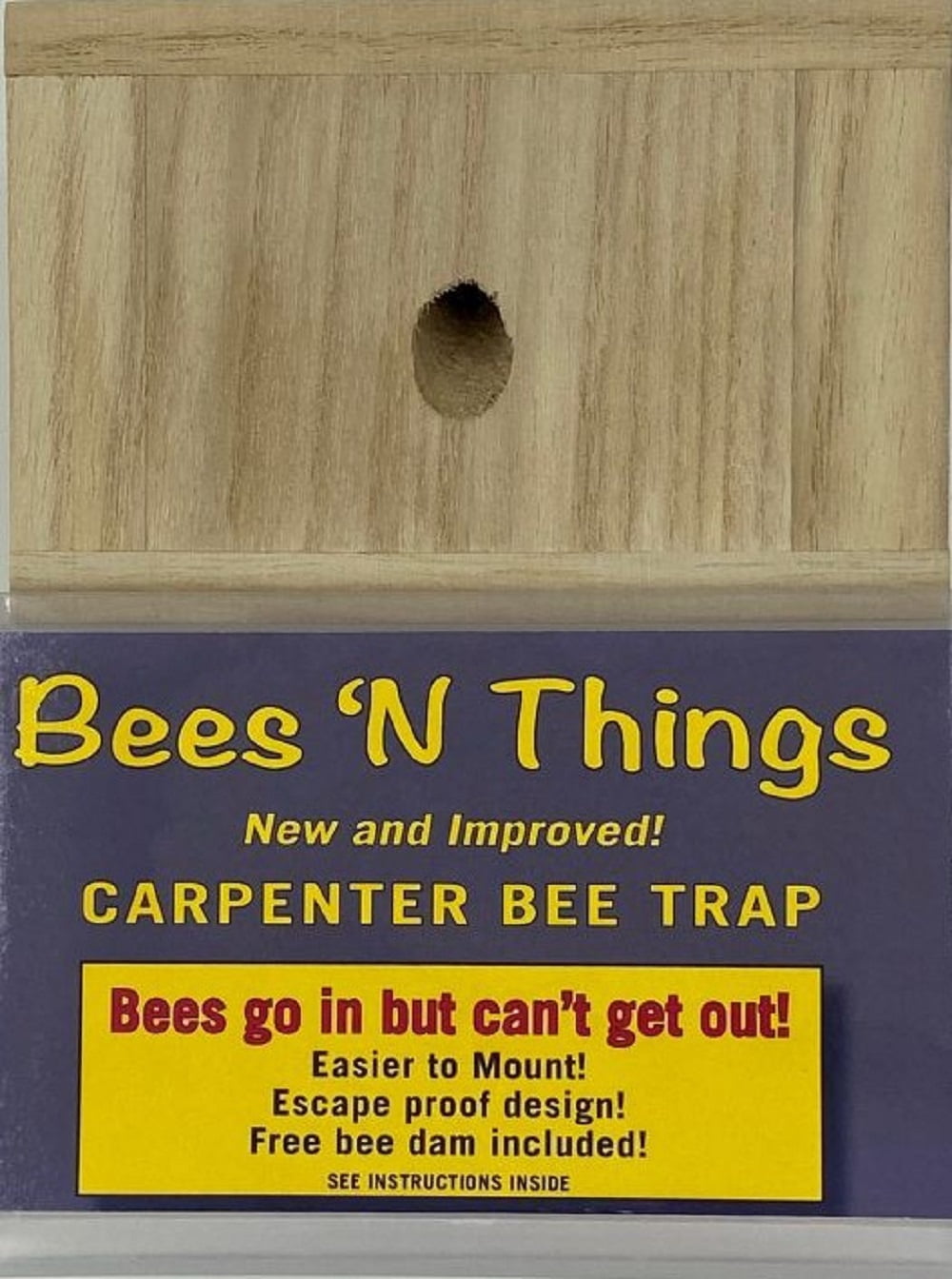 Bees N Things 100537614 Universal Carpenter Bee Trap Reusable Wood