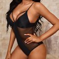 thumbnail image 2 of Traje de baño de una pieza de malla Bikini de una pieza de mujer de retazos de malla ahuecado encantador para la playa Negro S, 2 of 5