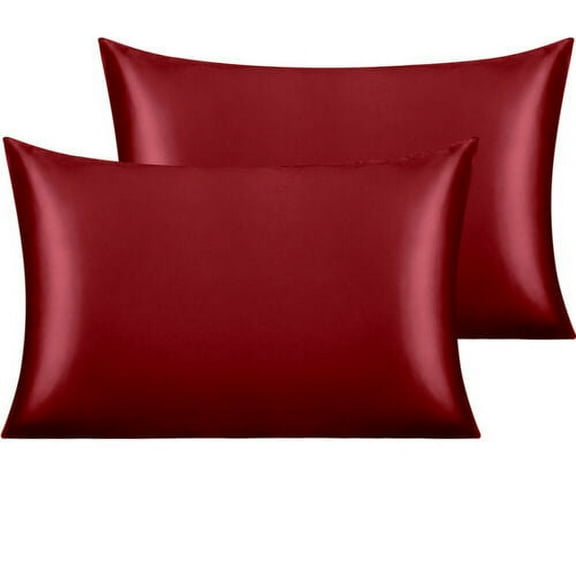 NTBAY Satin Pillowcase Silky For Hair And Skin Envelope Closure Pillow Case 2 PC, Queen (20 x 30 in), Red