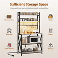 thumbnail image 5 of Renwick 5-Tier Industrial Kitchen Baker's Rack with LED Light and Power Outlets, Gray, 5 of 10