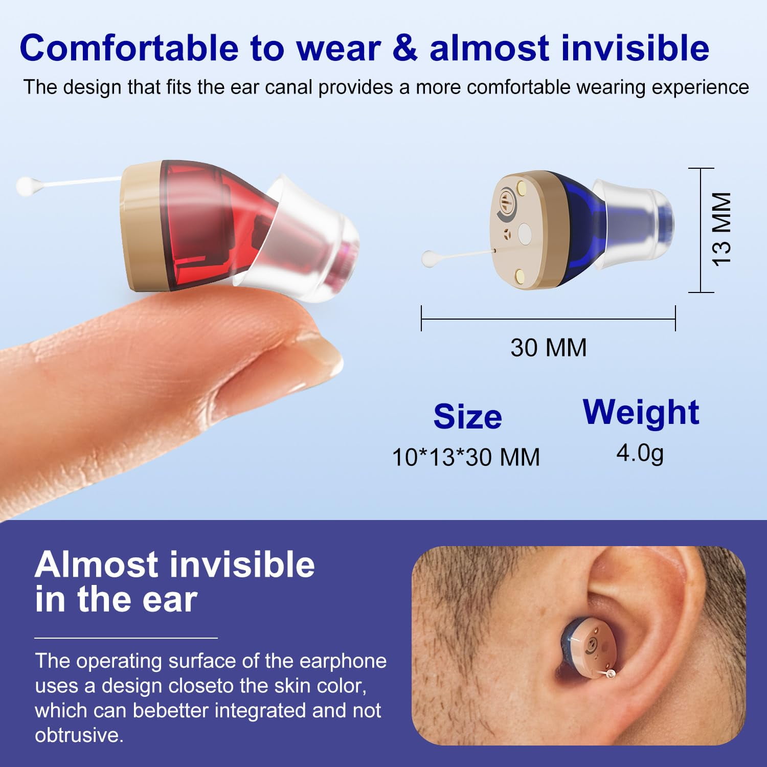 Rechargeable Hearing Aids For Seniors With Noise Canceling,Hearing Amplifier For Adults,Digital In Ear Hearing Aids, Hearing Assist Devices With Volume Control Magnetic Contact Charging Box