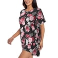thumbnail image 2 of Bingfone Rose Flowers Print Pajamas Sets for Women Soft Short-Sleeved Pjs with Lounge Shorts Two Piece Sleepwear, 2 of 8
