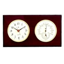 Bey-Berk International WS219 Brass Quartz Clock & Thermometer with Hygrometer - Mahogany