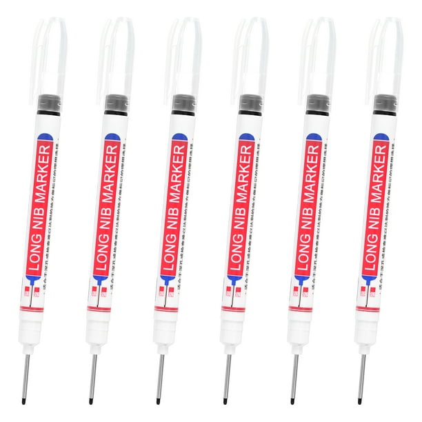 Marcadores de Agujeros Profundos, 6 Piezas de Tinta Impermeable, Negro