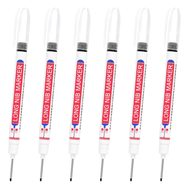 Marcadores de Agujeros Profundos, 6 Piezas de Tinta Impermeable, Negro