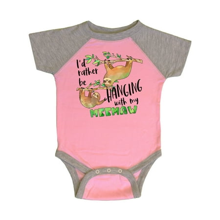 

Inktastic Id Rather Be Hanging with My Meemaw- Cute Sloths Gift Baby Boy or Baby Girl Bodysuit