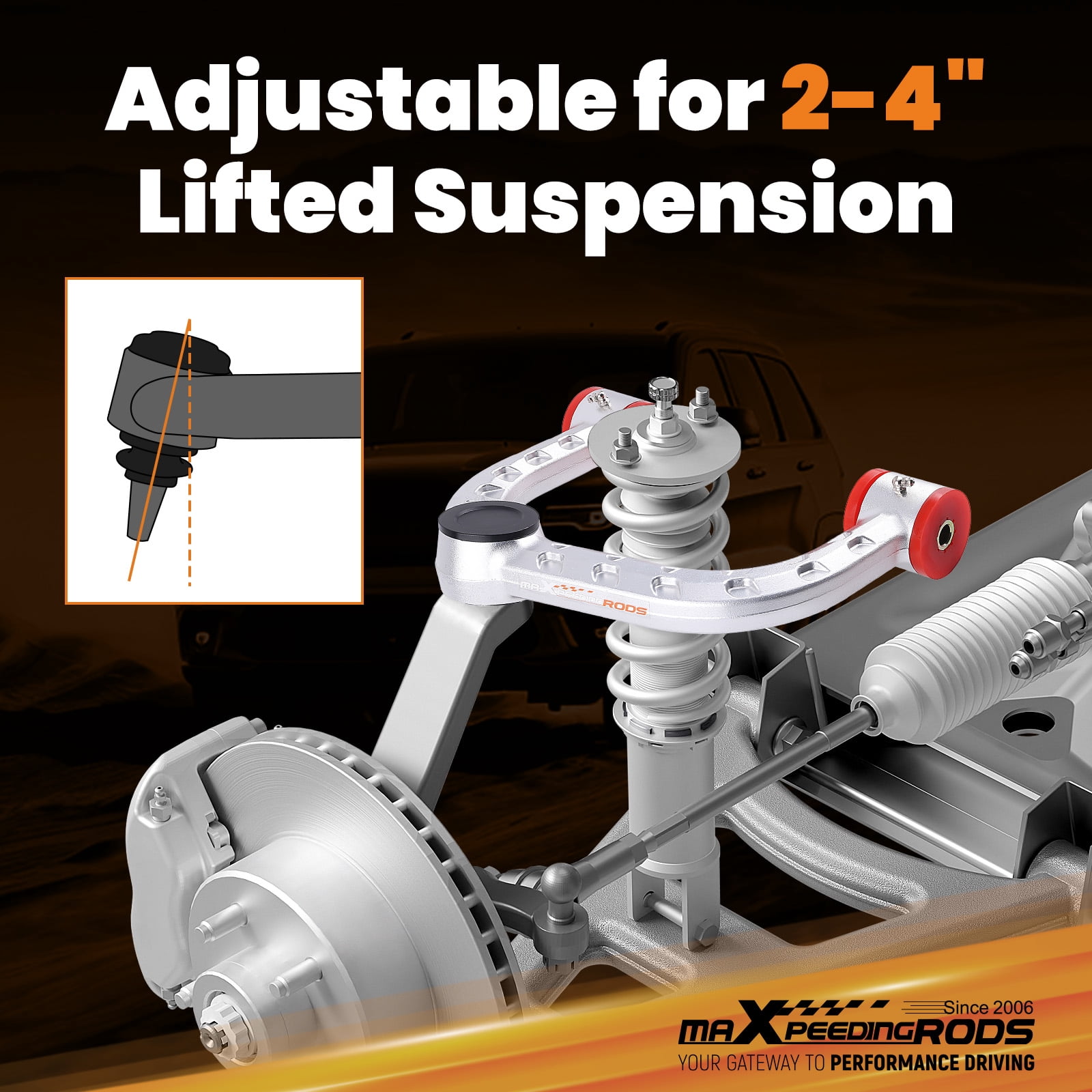 maXpeedingrods 2-4" Lift Aluminum Control Arm for F-150 2004-2020, for Ford Expedition Navigator 2006-2022, Adjustable Forged Front Upper Control Arms