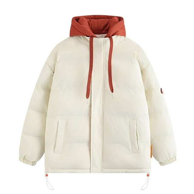 Styesk Jackets for Men Zipper Up Warm Jackets Outdoor Plus Size Work Coats Hooded Color Block Puffer Jacket Casual Comfy Wind Breaker Jackets with Pockets