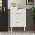 thumbnail image 4 of Cajonera de 4 Cajones con Diseño Acanalado y Tiradores Metálicos Dorados, Pequeño Mueble de Almacenamiento de Madera para Dormitorio y Sala, Blanca, 4 of 7