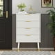 thumbnail image 4 of Cajonera de 4 Cajones con Diseño Acanalado y Tiradores Metálicos Dorados, Pequeño Mueble de Almacenamiento de Madera para Dormitorio y Sala, Blanca, 4 of 7