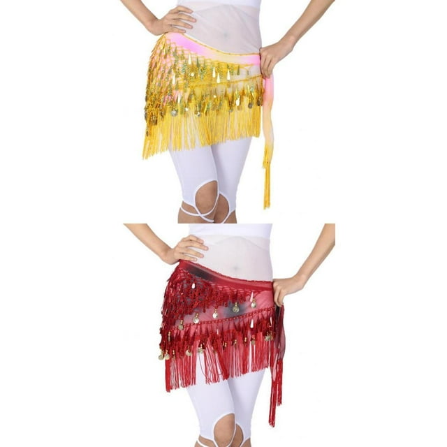 2 uds del vientre bor disfraz cadera bufanda para proteger bufanda moneda lentejues cinturón con sastrería Irregur y exterior exterior exterior Hugo Belly Dance Hip Bufanda