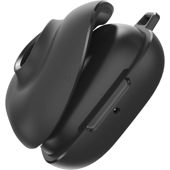 TUDIA Protective TPU Case AirTag Compatible with Powerbeats Pro 2 (2025), Case Only, Earbuds Cover, Magnetic Lid Lock, Carabiner Clip, Black
