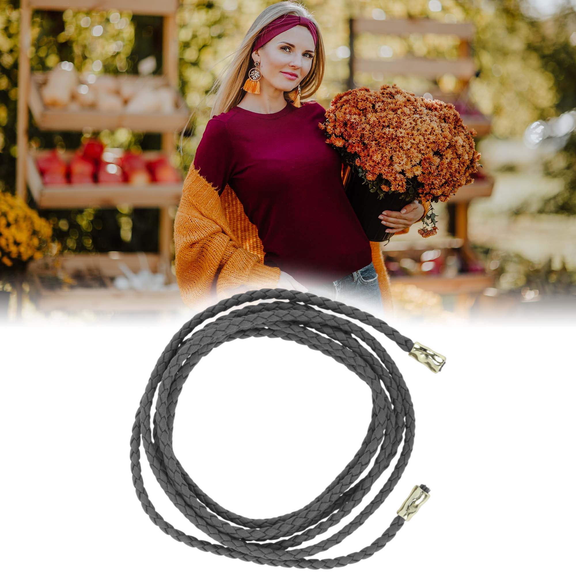 Unique Bargains Weaving Adjustable Waist Belt for Fashionable Gray
