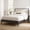 Black, variant on Euroco Wood Queen Size Platform Bed, Mid-Century Modern Style Platform Bed with Boucle Upholstered Headboard, Black