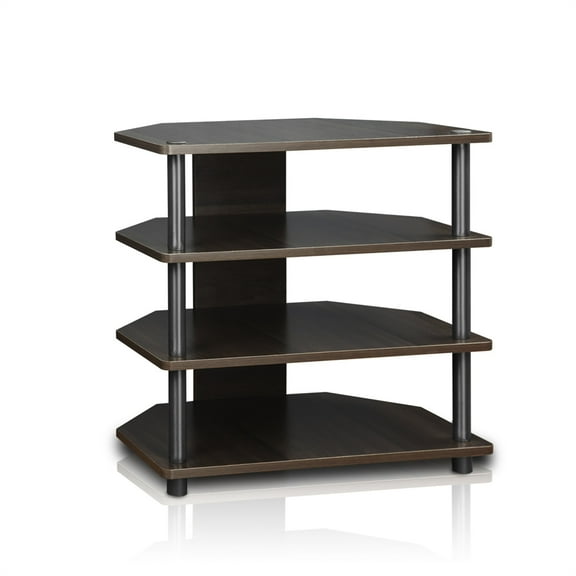 Furinno Econ Wood 4-Tier Petite TV Stand for TV up to 25" in Espresso/Gray