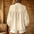thumbnail image 5 of Lmueinov Long Sleeve Shirts for Women Tie Neck Cotton Linen Lightweight Casual Tops Button Down Shirts for Women Loose Fit Solid Beach Office Blouses, 5 of 5