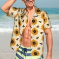 thumbnail image 5 of Lsque Sunflowers And Bee pattern Hawaiian Shirt for Men, Unisex Summer Beach Casual Short Sleeve Button Down Shirts-Large, 5 of 9