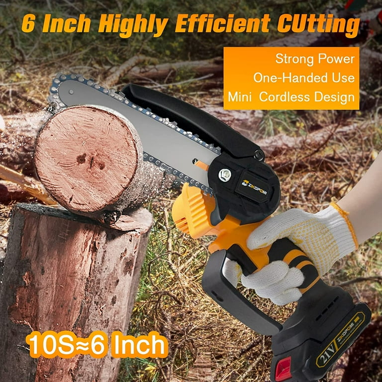 Mini Chainsaw Cordless 4-Inch Battery Powered Chainsaw One-Hand Electric  Chainsaw Handheld Portable Chainsaw for Tree Branch Wood Cutting