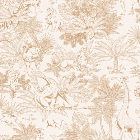 RoomMates Disney Lion King Tropical Toile Burnt Orange Peel and Stick Wallpaper